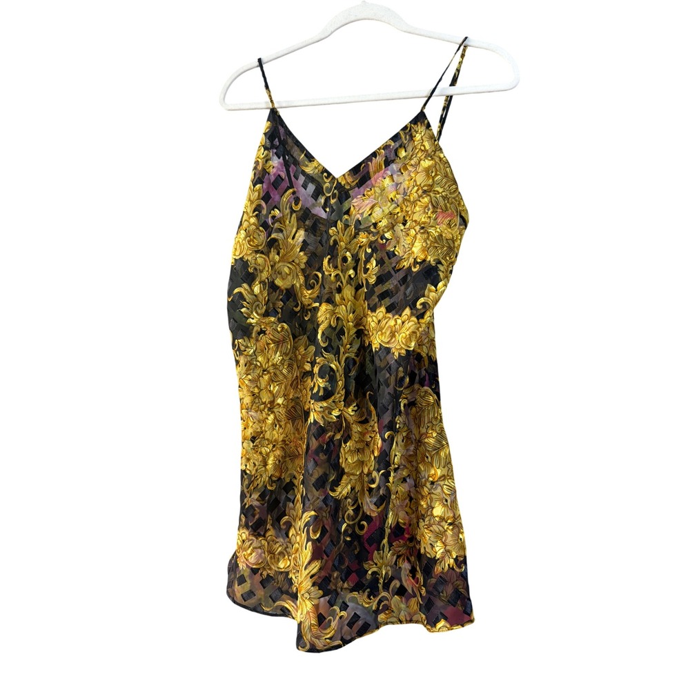 Victoria's Secret Baroque Mesh Robe Slip Set | Gold Black | Vintage Lingerie - Picture 4 of 7